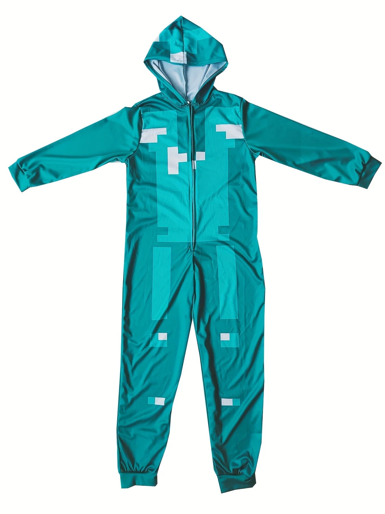 Creeper Game Character Costume 💚🎮 Fun Hooded Boys Jumpsuit - ThiGui