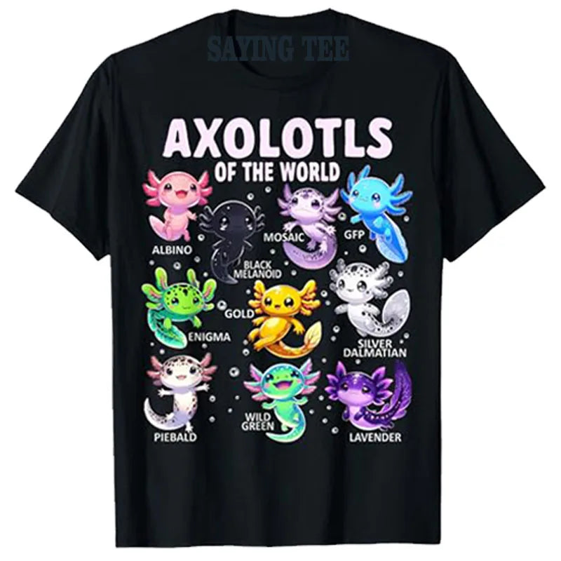 🌈 So Cute It Gills Me! Axolotls of the World T-Shirt for Little Animal Lovers 🐟💕 - ThiGui
