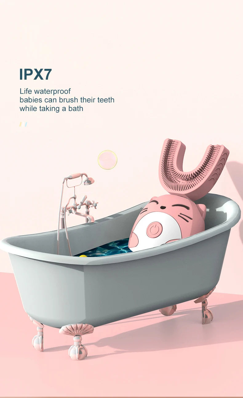 🪥⚡ Smart U-Shaped Electric Toothbrush – 360° Clean & Sonic Magic for Little Smiles! 😁👧👦 - ThiGui