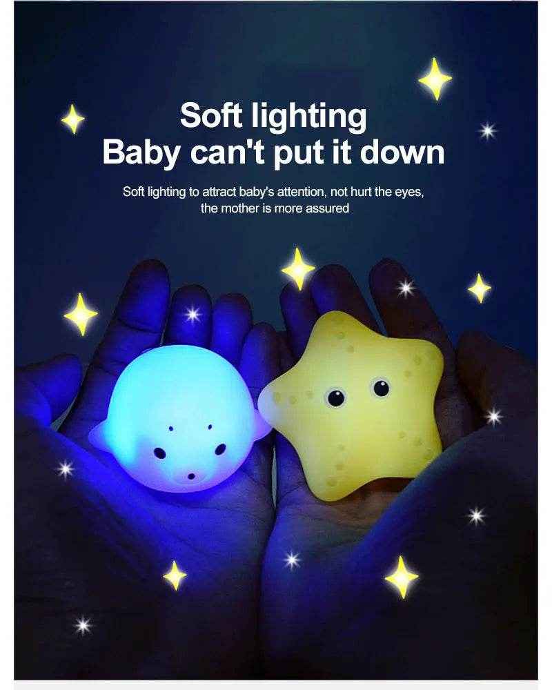 🐳LED Light Up Toys Baby Cute Animals Bath Toy Swimming Water Soft Rubber Float Induction Luminous Duck for Kids Play Funny Gifts - ThiGui