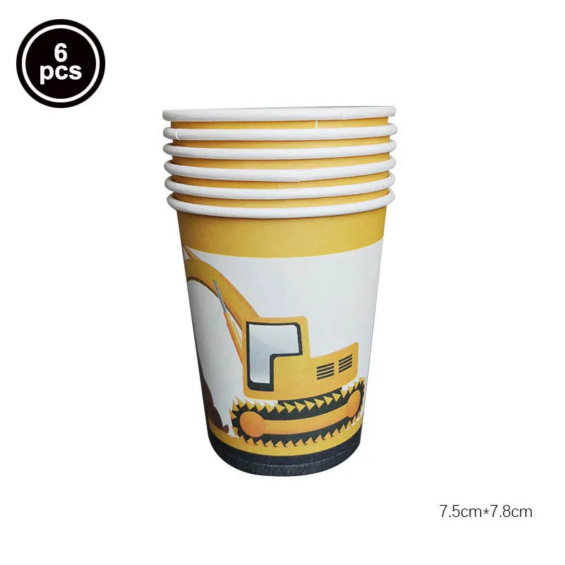 🚧 Party Zone Activated! Construction-Themed Tableware Set for Boys Who Dig Trucks 🛠️🎉 - ThiGui