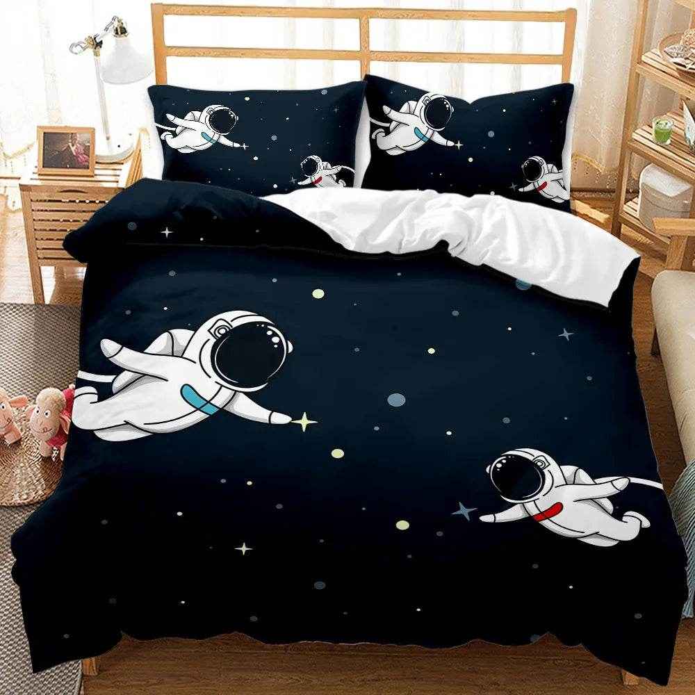 🛸Galaxy Dreams Await! Astronaut Bedding Set for Young Space Adventurers - ThiGui