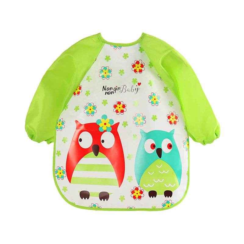 🍼 Mess-Free Mealtime Magic: Long Sleeve Waterproof Baby Bib with Adorable Cartoon Prints - ThiGui