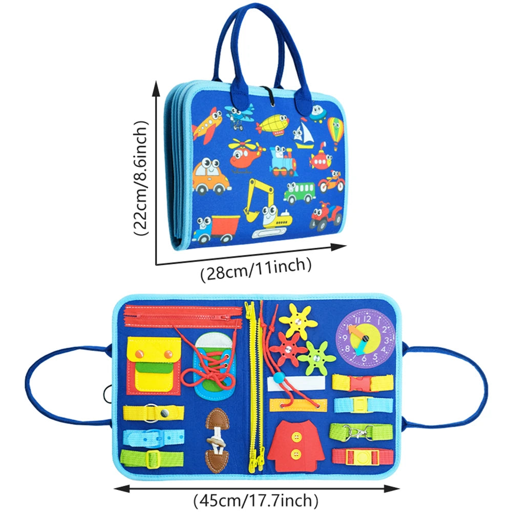 🧩 Montessori Busy Board – Travel-Friendly Toy for Little Learners! 🎀🧦✈️ - ThiGui