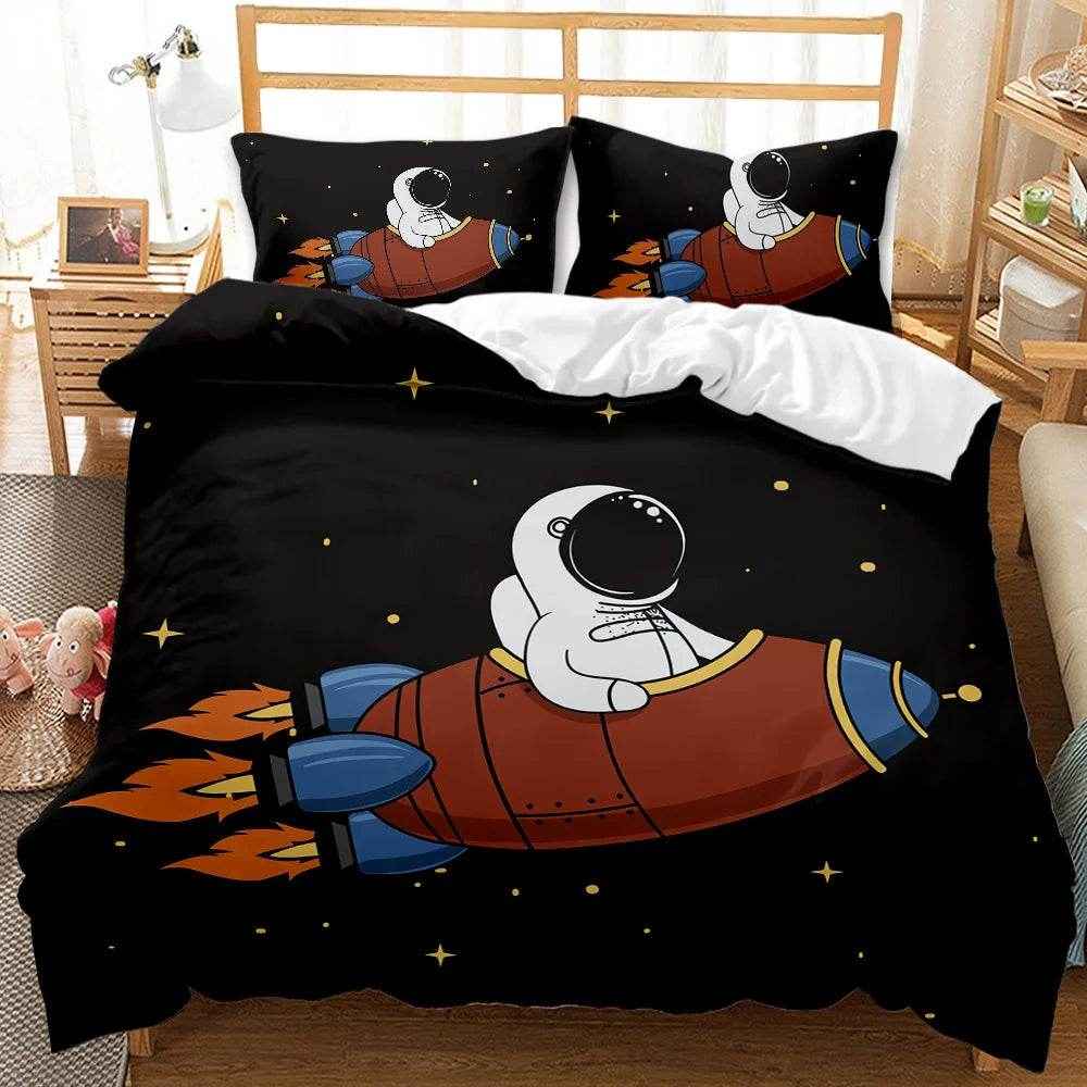🛸Galaxy Dreams Await! Astronaut Bedding Set for Young Space Adventurers - ThiGui