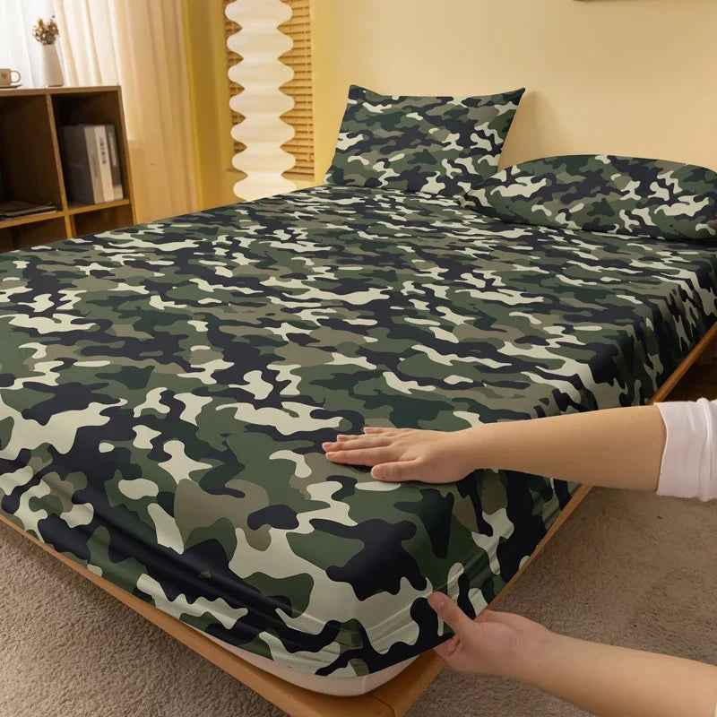 🪖Tough Look, Soft Touch! Green Camo Fitted Sheet for Adventurous Boys - ThiGui