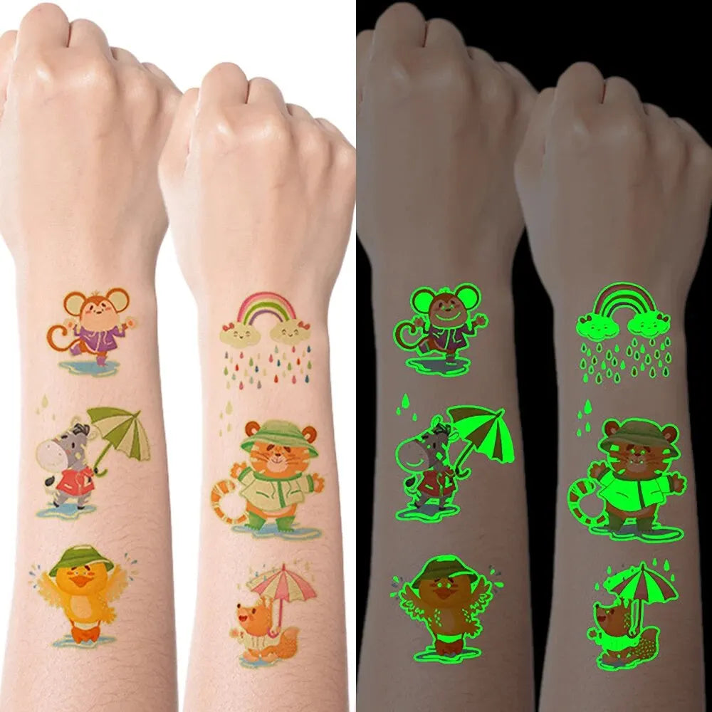 🌟 Glow-Up Tattoos – 10 Fun Flash Tattoo Stickers That Shine in the Dark! 🦖🧜✨ - ThiGui