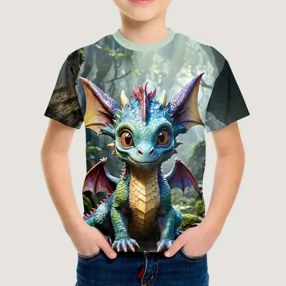 🦕 Epic Dino Adventure Tee – Roar Into Summer in Style! 3D Dinosaur Print T-Shirt for Boys – Cool, Bold, and Summer-Ready! - ThiGui