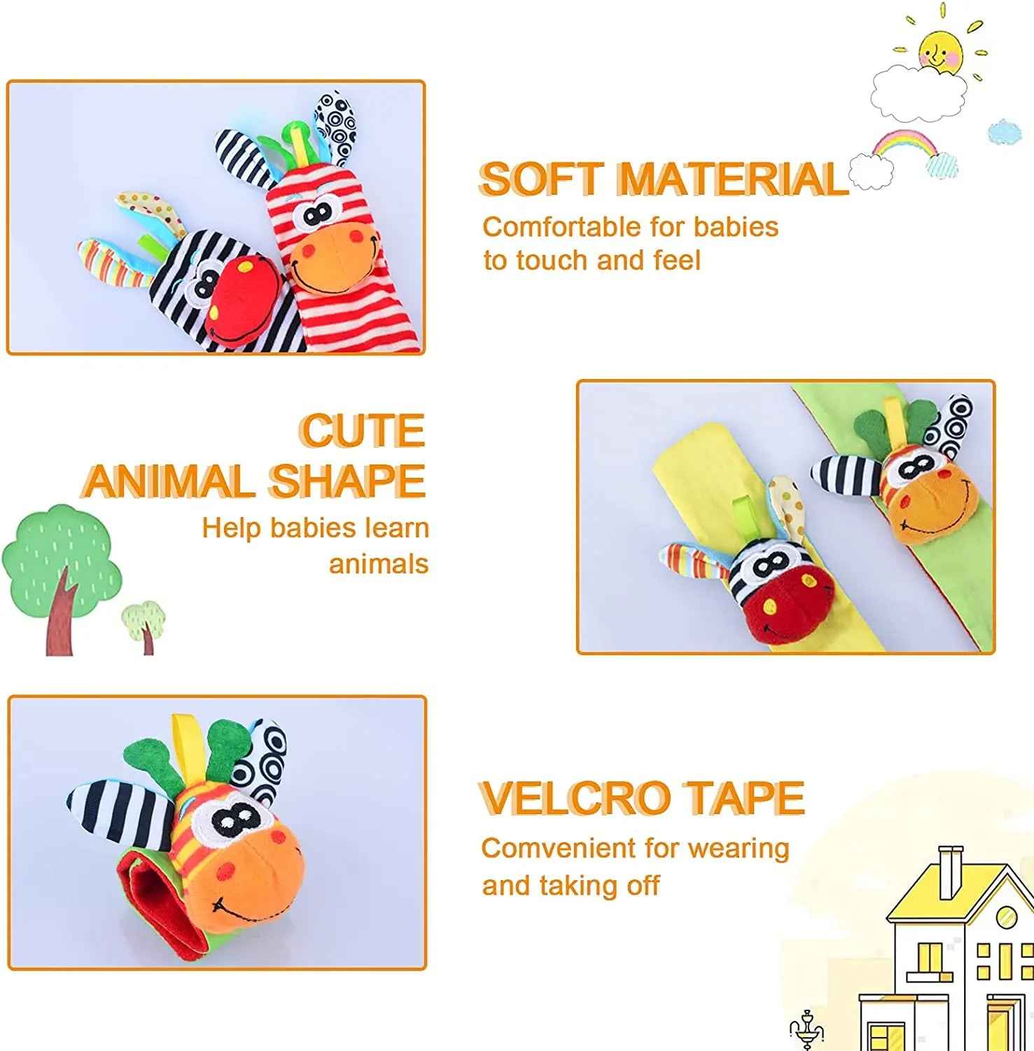 🐾 Baby’s First Discovery Set 👶 – Foot Finder Socks & Wrist Rattles for Sensory Fun! - ThiGui
