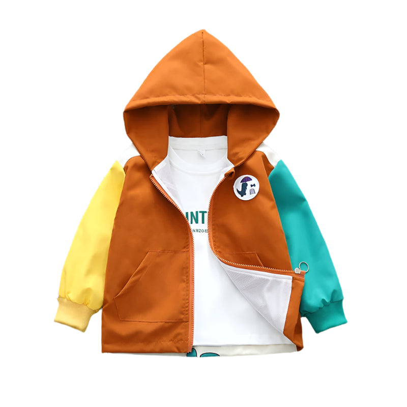 🦕 Dino Style On-the-Go! Hooded Jacket with Colour Patchwork for Boys & Girls (3–10Y) 🌈 - ThiGui