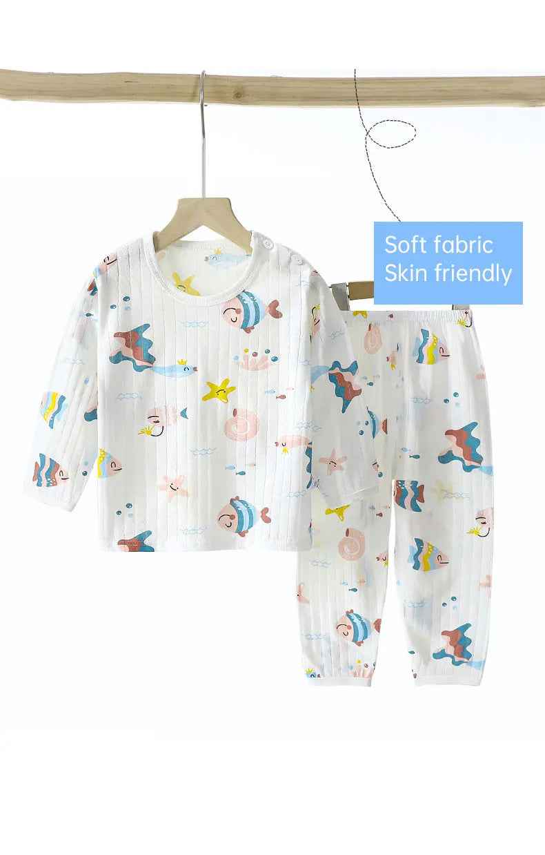 👦🛏️ Soft & Snuggly Cartoon Pyjama Set for Boys – Long & Short Sleeve Options! - ThiGui