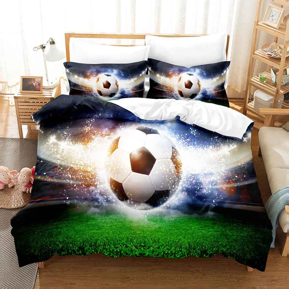 🏀 Double the Fun for Sports Fans! 3D Basketball & Football Bedding Set - ThiGui