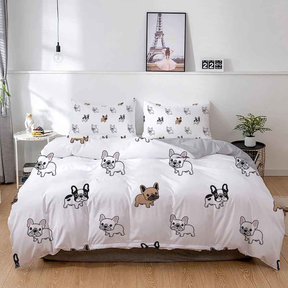 🐾Snuggle Up with a Frenchie! Adorable Bulldog Bedding Set for Little Dreamers 🐾 - ThiGui