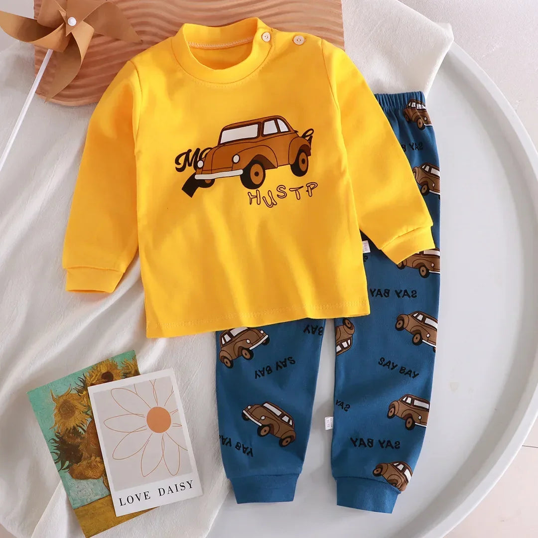 🌙 Cartoon Pajama Set – Soft, Snuggly Sleepwear for Little Dreamers! 🧒🛌 - ThiGui