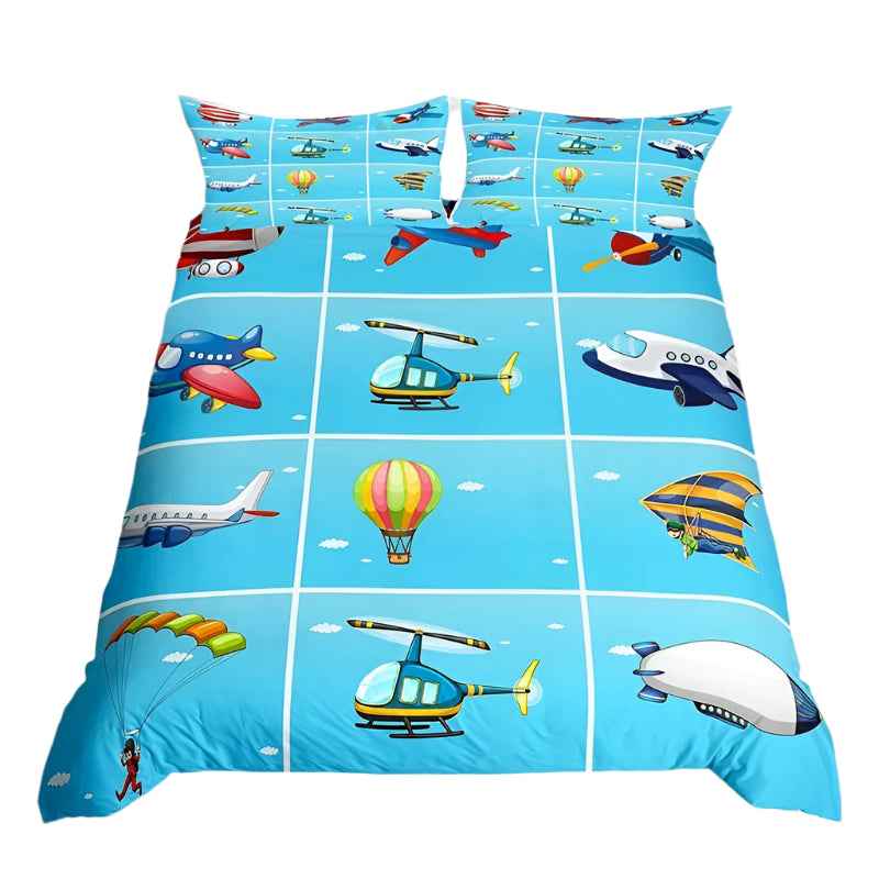 ✈️ Soaring into Sweet Dreams – Cartoon Airplane Bedding Set for Boys - ThiGui