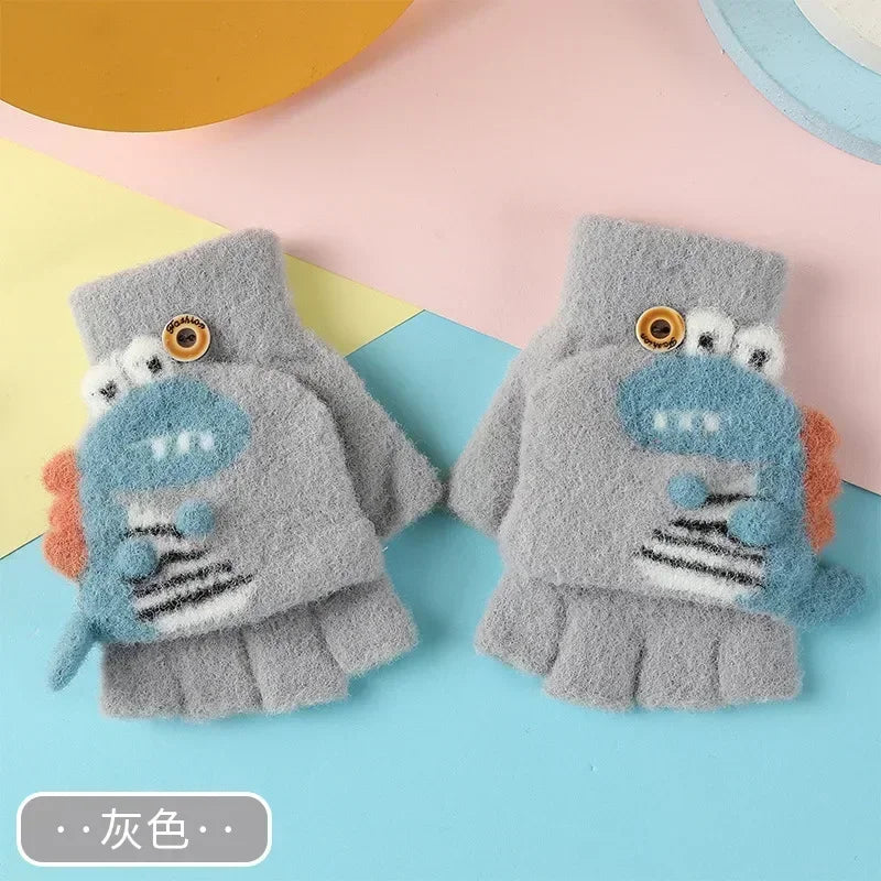 🦕 Dino Flip Gloves – Warm, Fun & Finger-Free for Little Writers! ❄️✋ - ThiGui
