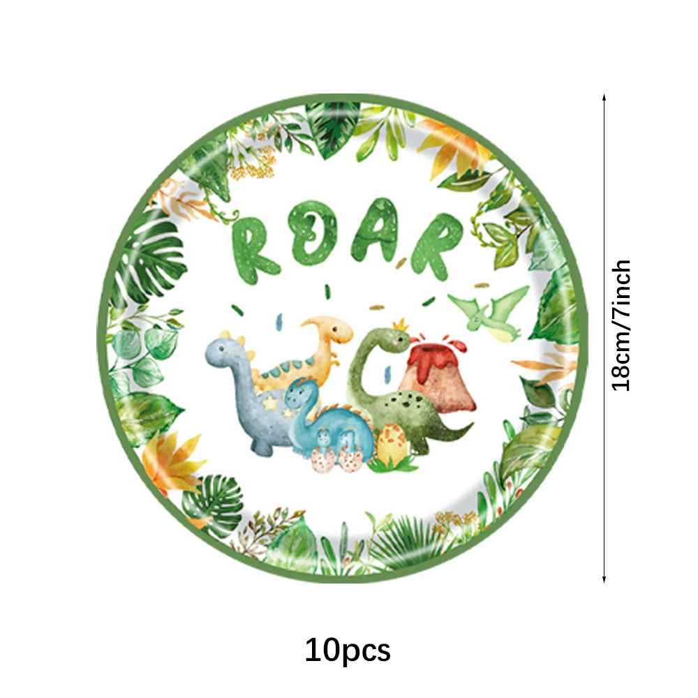 🦕 Dino-Roar Party Set – Fun Disposable Tableware for a Jurassic Birthday Bash 🎂🎈 - ThiGui