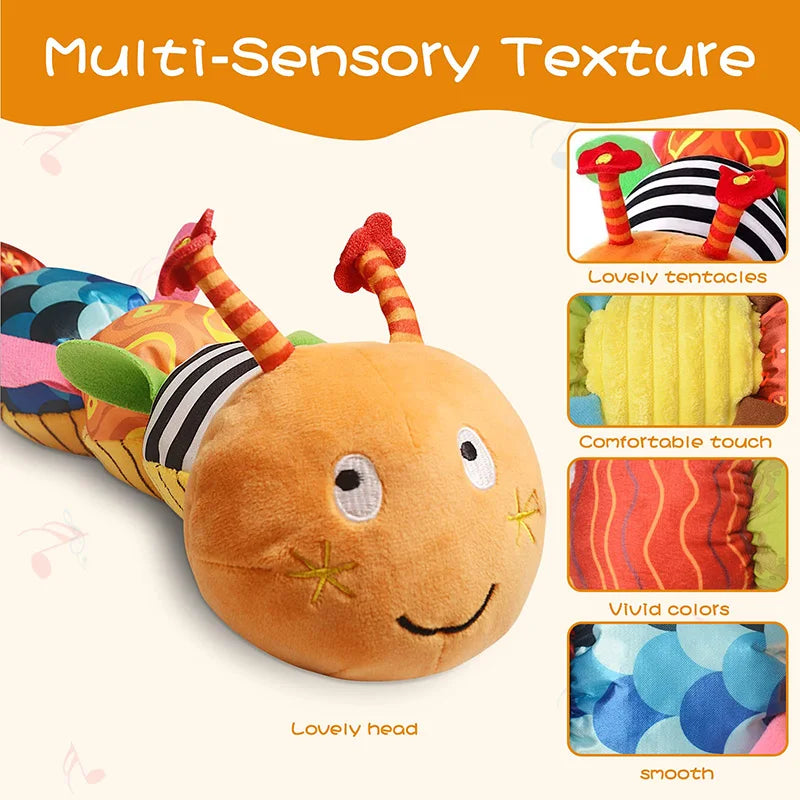 🎵 Snuggle & Shake! Soft Baby Caterpillar Rattle Toy for Newborns 👶✨ - ThiGui
