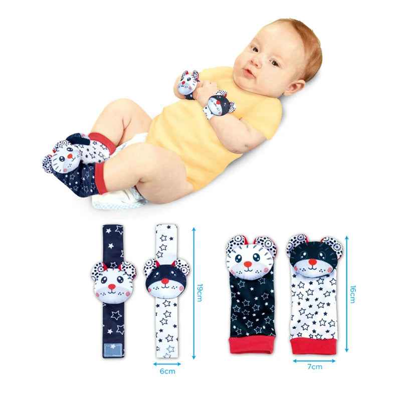 🐾 Baby’s First Discovery Set 👶 – Foot Finder Socks & Wrist Rattles for Sensory Fun! - ThiGui