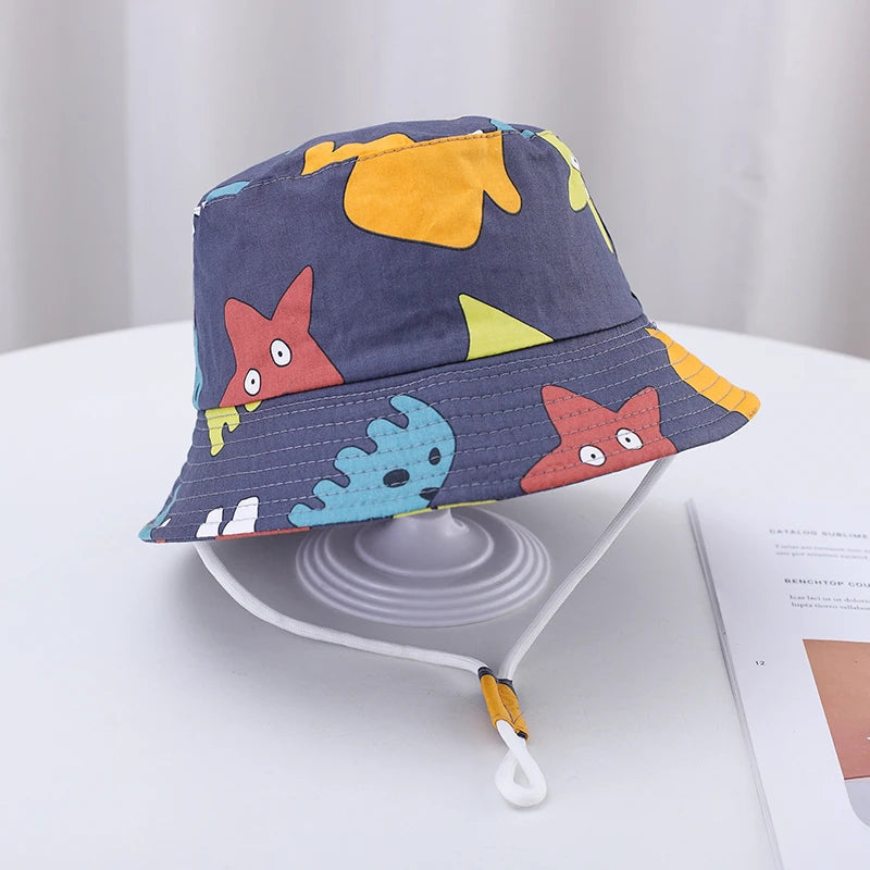 🌞 Sunshine-Ready! Adorable Cartoon Bucket Hat for Babies & Toddlers 🧢🦕 - ThiGui