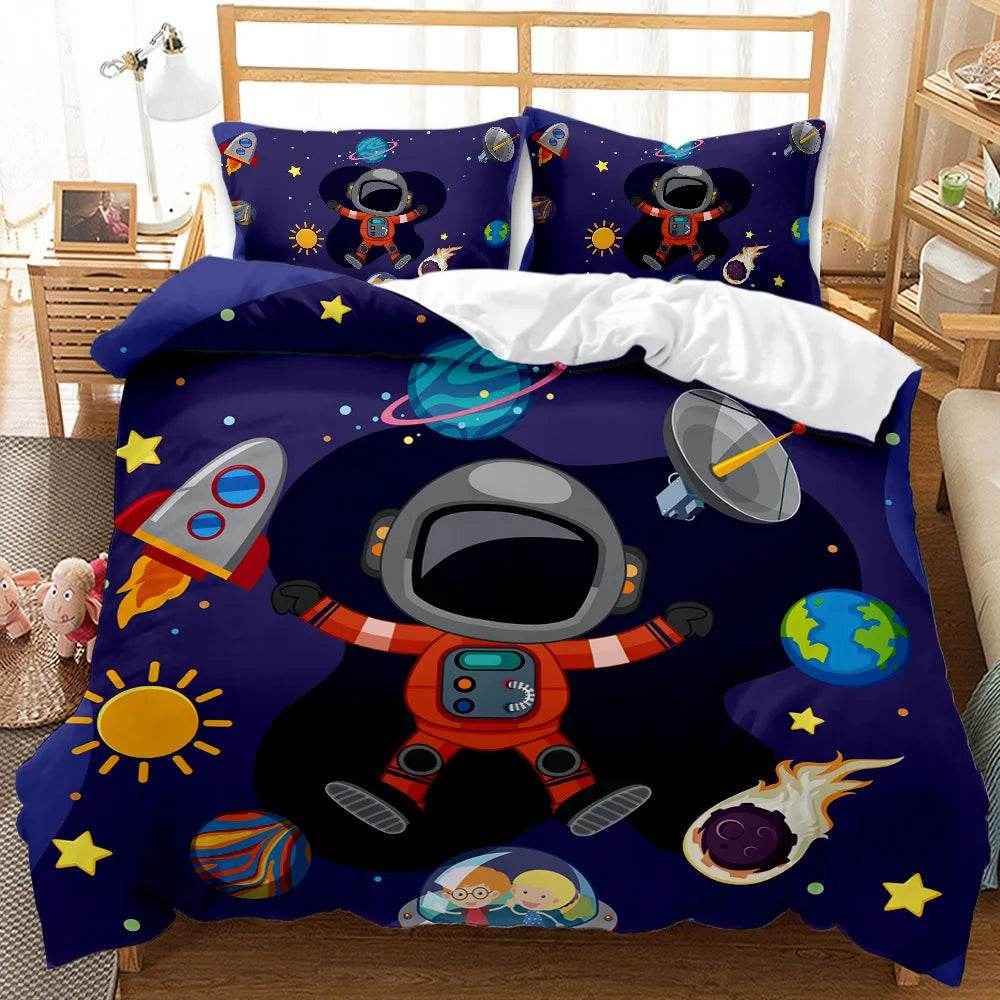 🛸Galaxy Dreams Await! Astronaut Bedding Set for Young Space Adventurers - ThiGui