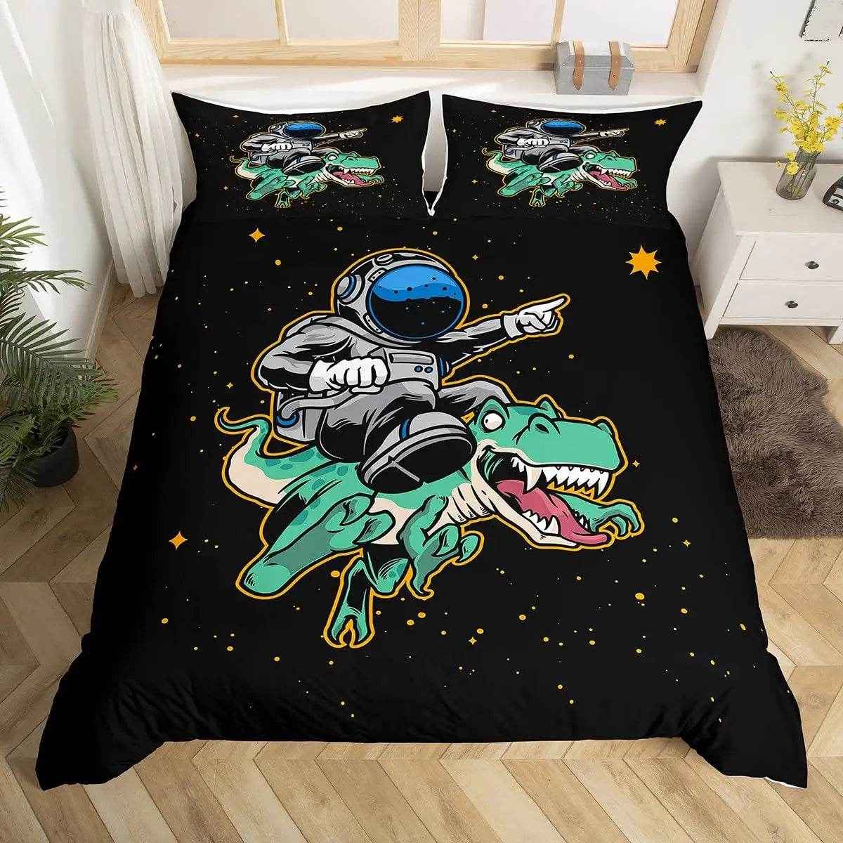 🛸Galaxy Dreams Await! Astronaut Bedding Set for Young Space Adventurers - ThiGui