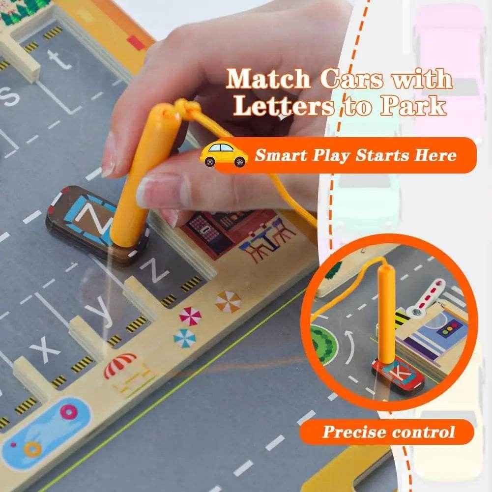 🚗Magnetic Alphabet Maze – A Fun Way to Learn Letters and Park Cars! - ThiGui