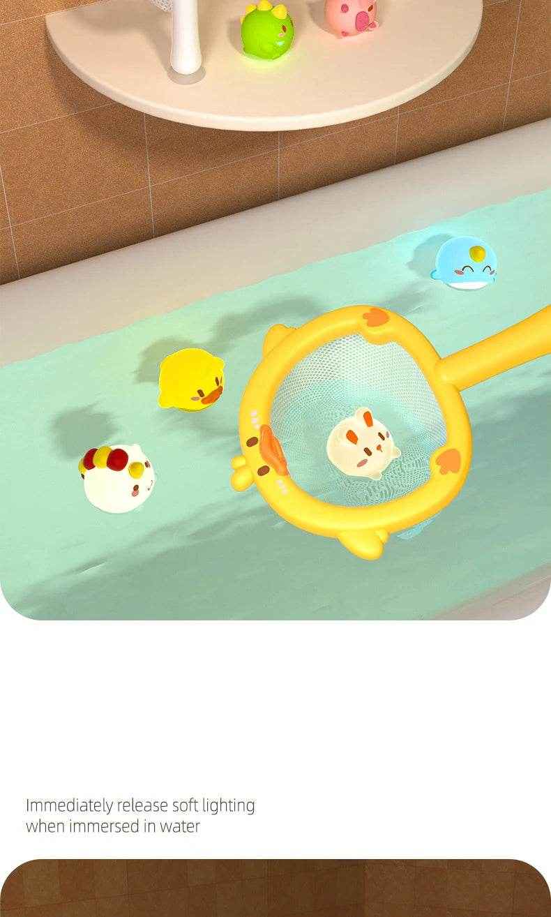 🐳LED Light Up Toys Baby Cute Animals Bath Toy Swimming Water Soft Rubber Float Induction Luminous Duck for Kids Play Funny Gifts - ThiGui