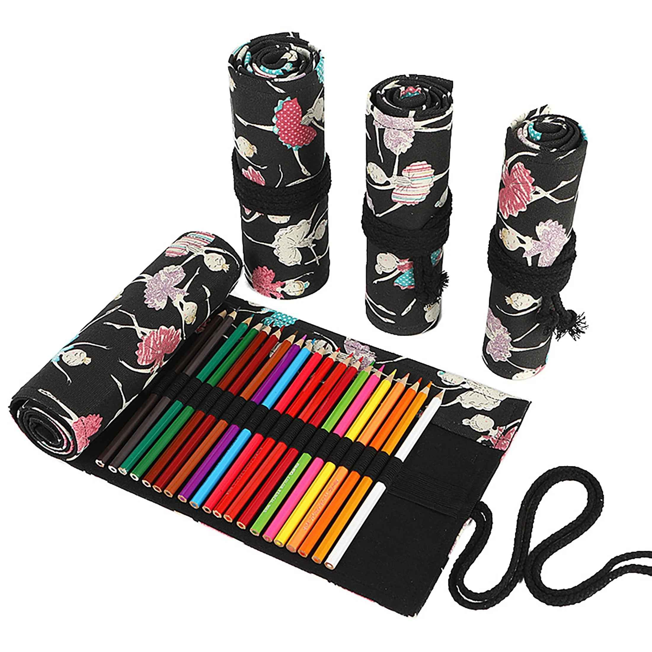 🎨 Jungle Joy! 24-Slot Canvas Pencil Roll for Budding Little Artists - ThiGui