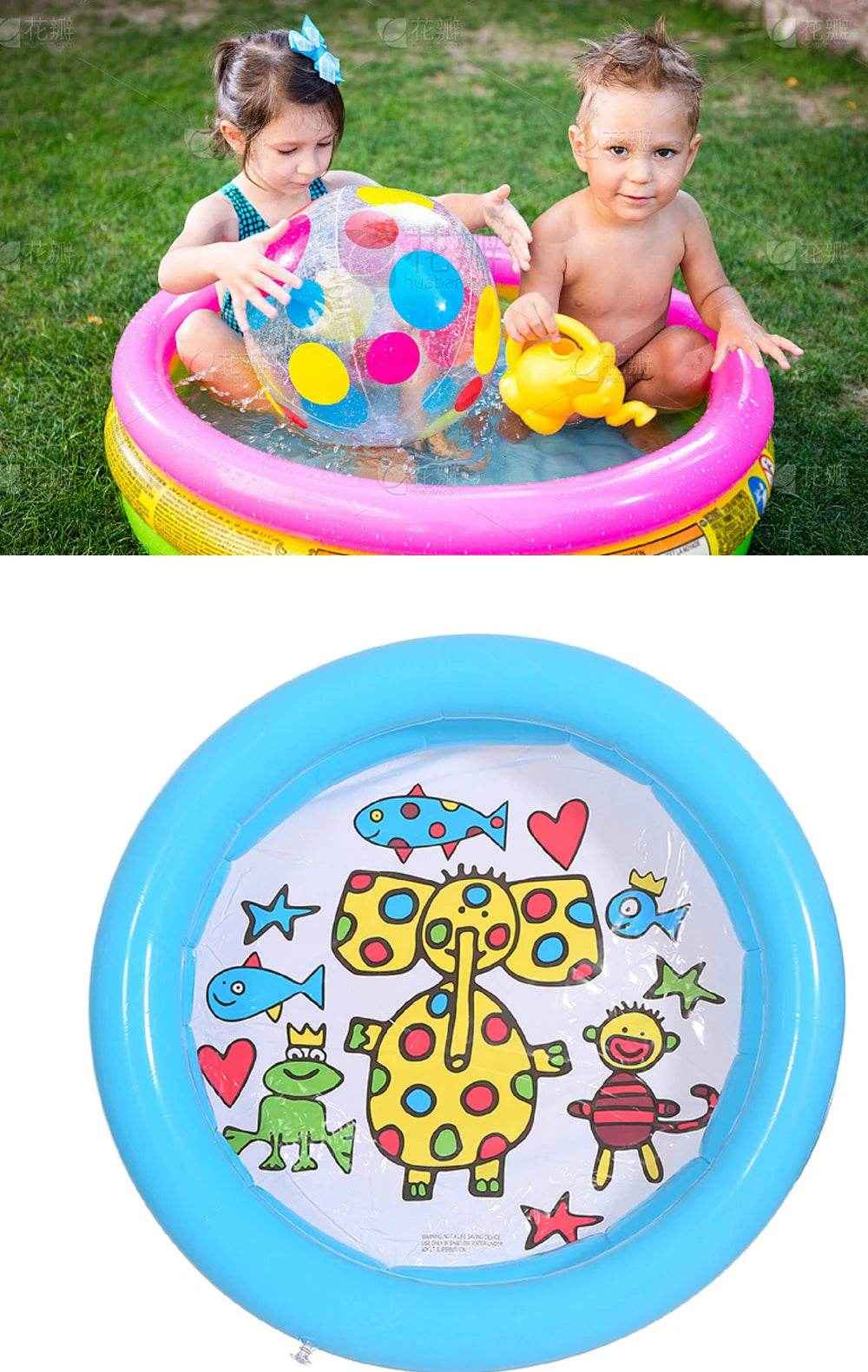 🐠Mini Inflatable Kiddie Pool for Boys with Adorable Animal Prints for Backyard Splash Fun - ThiGui