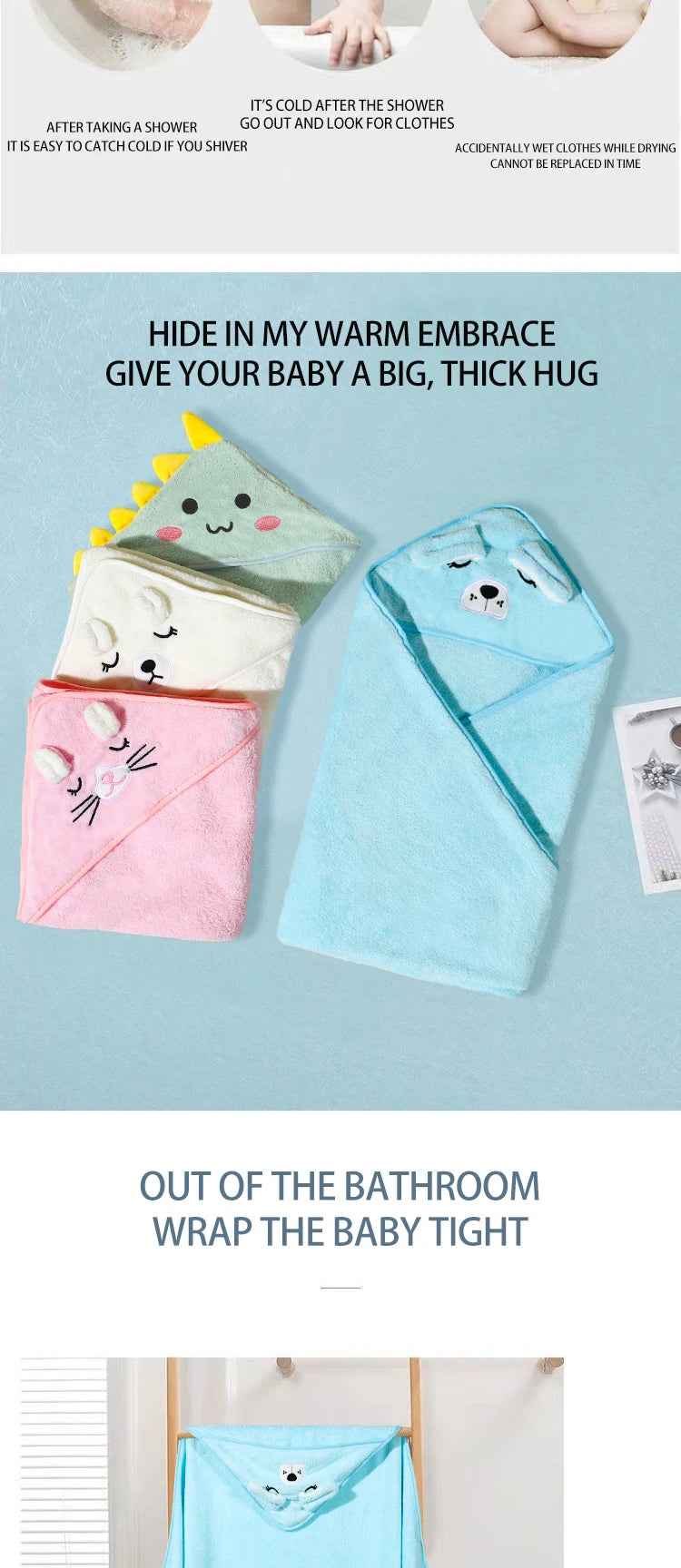 🐼 Cartoon Animal Hooded Bath Towel – Cosy Cuddles After Every Splash! 🛁🧼 - ThiGui