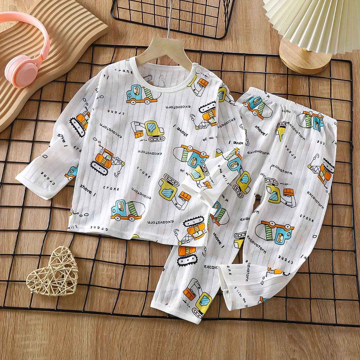 👦🛏️ Soft & Snuggly Cartoon Pyjama Set for Boys – Long & Short Sleeve Options! - ThiGui