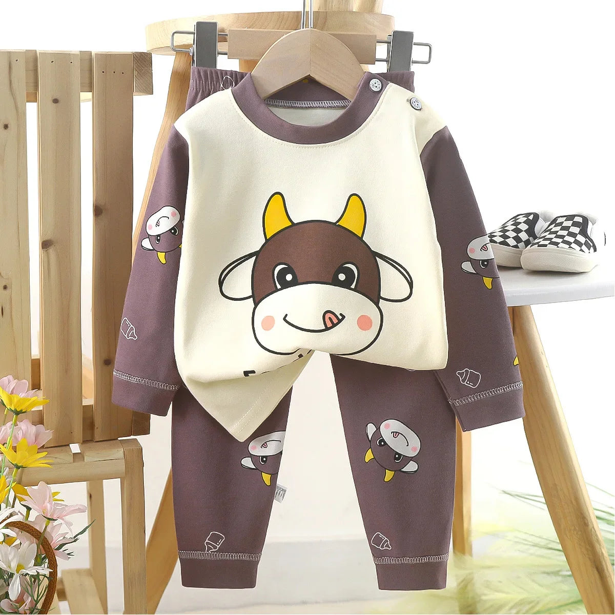 🐻 Cute Bear Pajama Set – Snuggly Autumn Sleepwear for Your Little Cub! 🌙🧒 - ThiGui