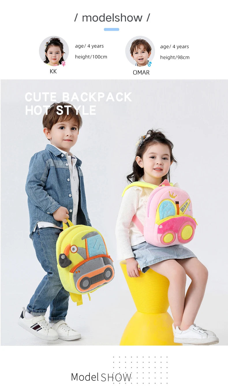 🚧👷‍♂️ Excavator Plush Backpack – Soft & Fun Schoolbag for Tiny Construction Fans! 🎒💛 - ThiGui