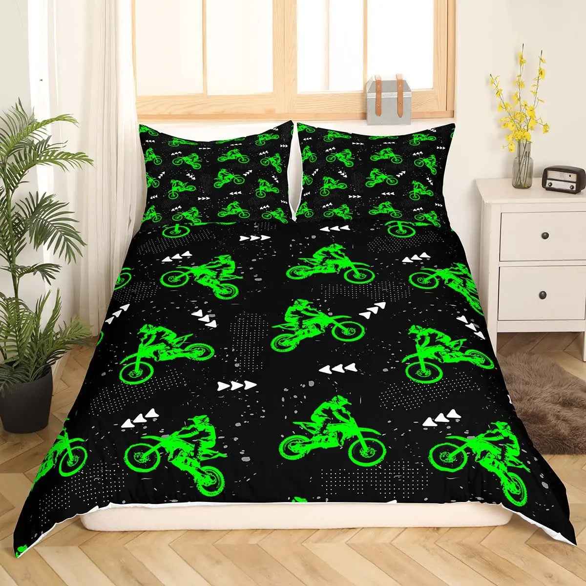 🏁Ready, Set, Sleep! Epic Dirt Bike Bedding for Young Racers 🏍️ - ThiGui