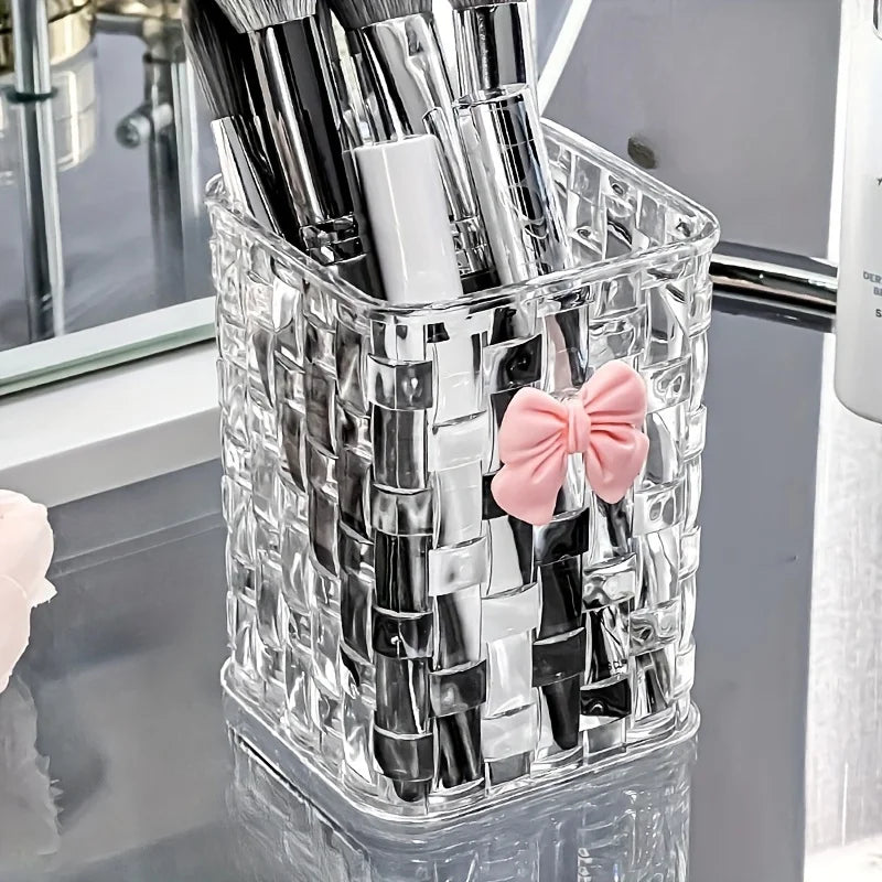 🎀📚 Tidy, Chic & Thoughtful – Clear Acrylic Pen Holder with Bow for Teacher Appreciation 💼✨ - ThiGui