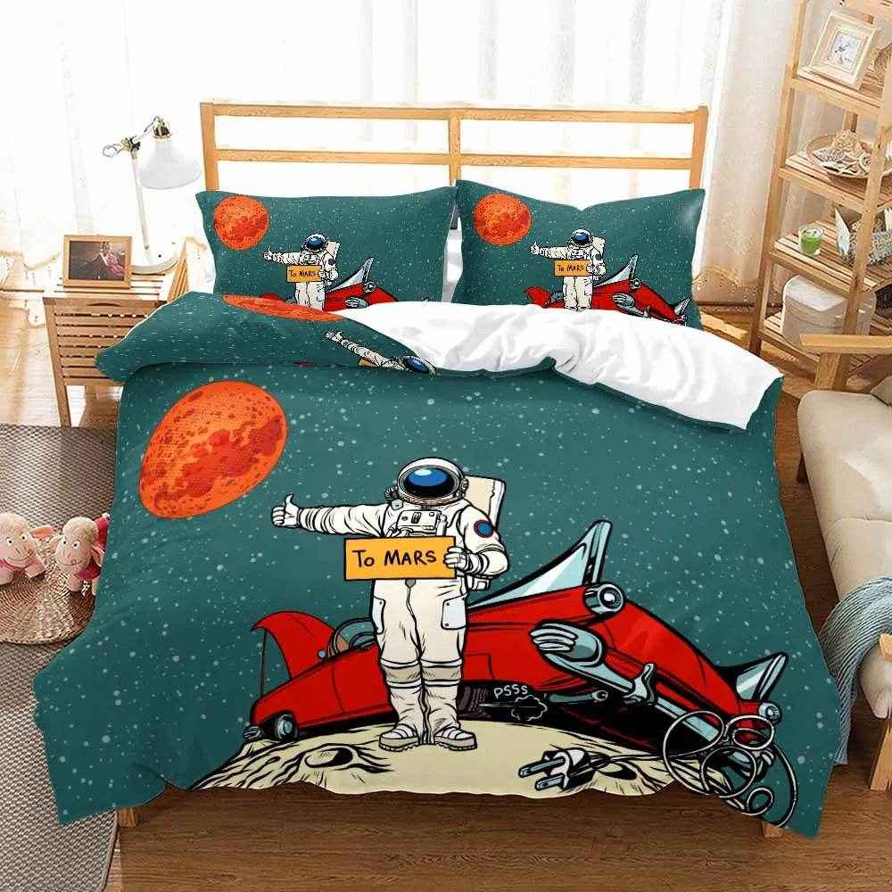 🛸 3D Space Dreams Duvet – Astronaut Bedding for Little Galaxy Explorers! - ThiGui