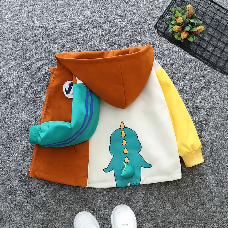🦕 Dino Style On-the-Go! Hooded Jacket with Colour Patchwork for Boys & Girls (3–10Y) 🌈 - ThiGui