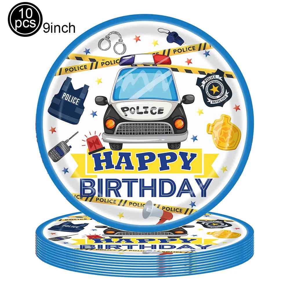 🚓Zoom into Action! Police Car Birthday Balloon Set for Little Heroes Turning 4, 5 or 6! - ThiGui