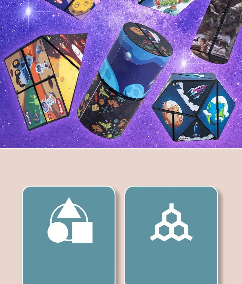 🧠 Smart Fun! Geometric Puzzle Cube Toy 🔄 | Shape-Shifting Fidget Game for Kids & Grown-Ups - ThiGui