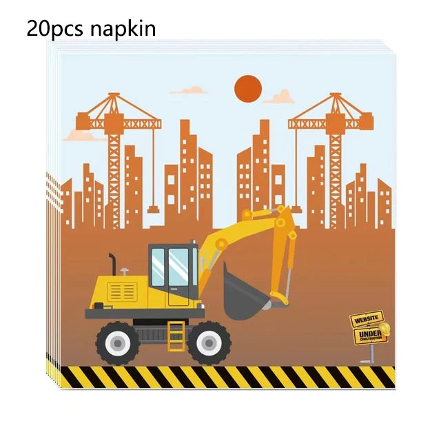🚧 Party Zone Activated! Construction-Themed Tableware Set for Boys Who Dig Trucks 🛠️🎉 - ThiGui