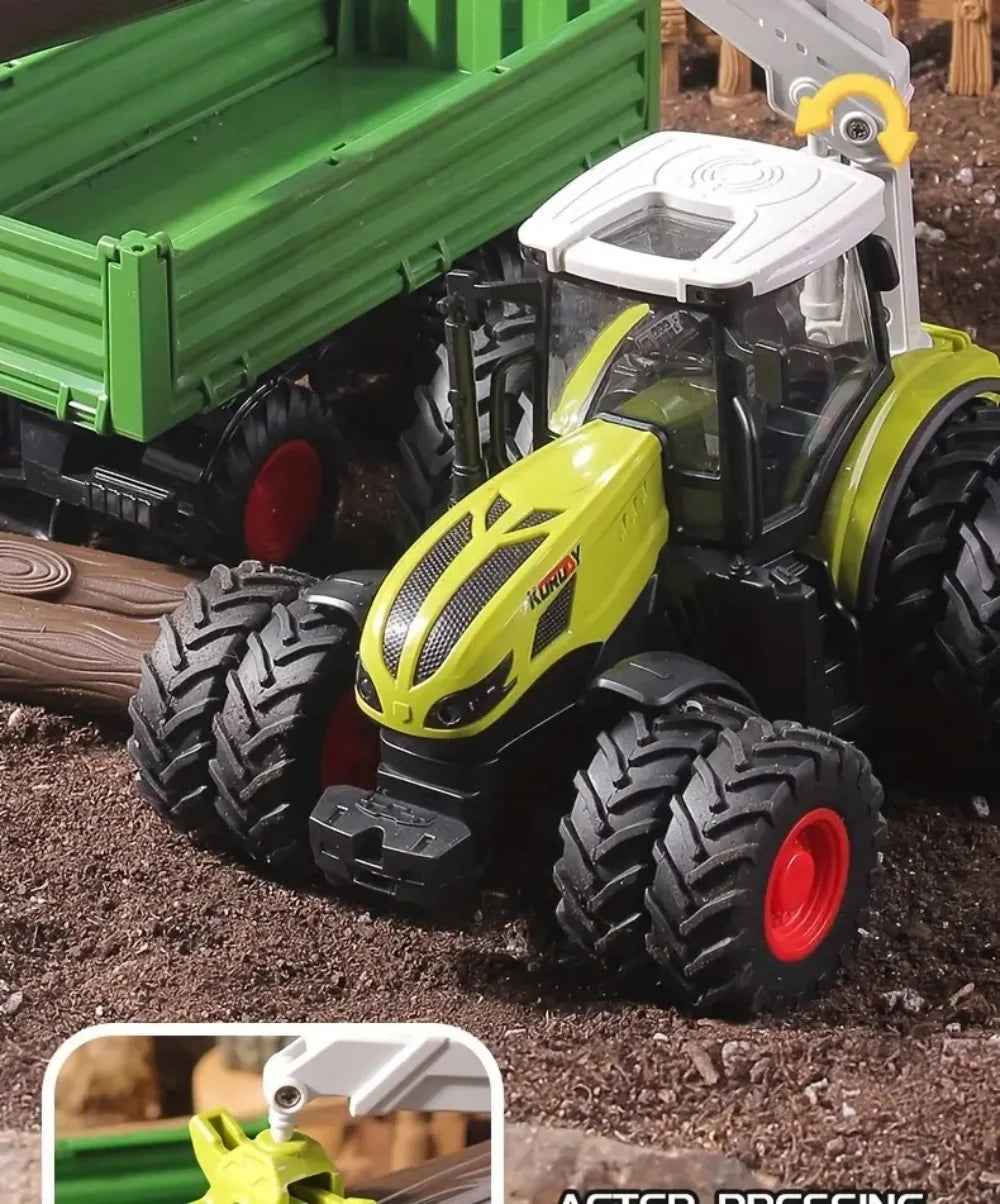 🚜 Big Wheels, Bright Lights – Farm Tractor Toy with Sounds & Trailer Fun! 🎶🌾 - ThiGui