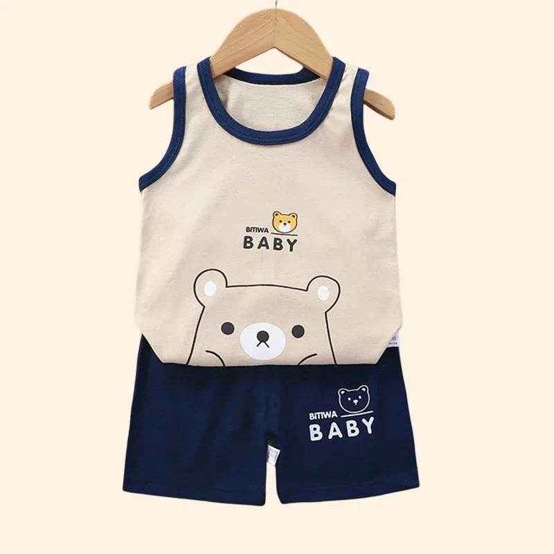 🌞Cool & Comfy Summer Outfit for Little Explorers – Cotton Tank & Shorts Set - ThiGui