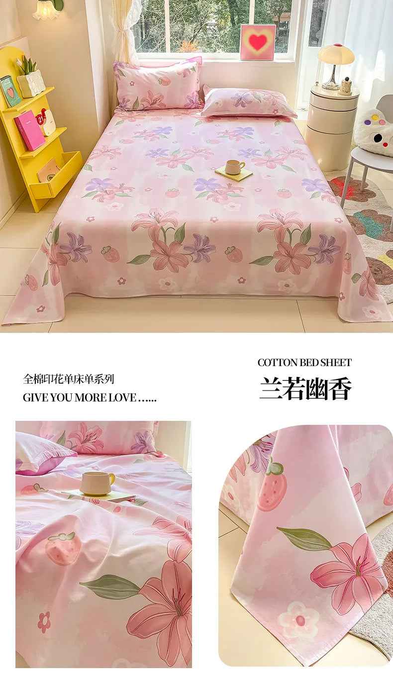 🛏️Fresh Flowers, Sweet Dreams – Soft Cotton Bed Sheet for Kids 🌸 - ThiGui