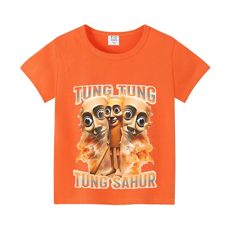 Tung Tung Shark Kids Tee 🦈😄 100% Cotton Brainrot Fun - ThiGui