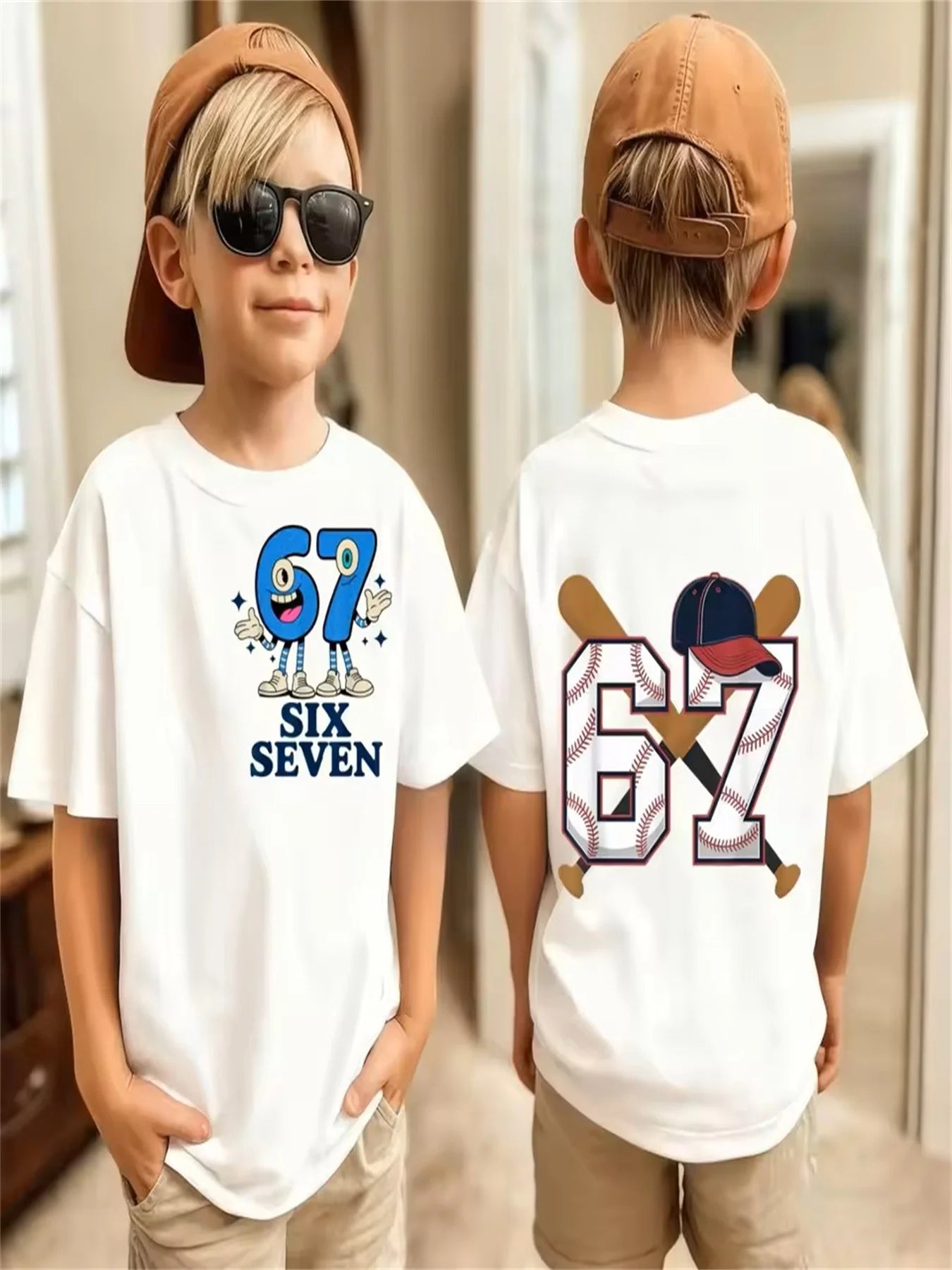 67 Meme Kids Tee 😎🔥 Loose Fit Summer Streetwear Fun - ThiGui