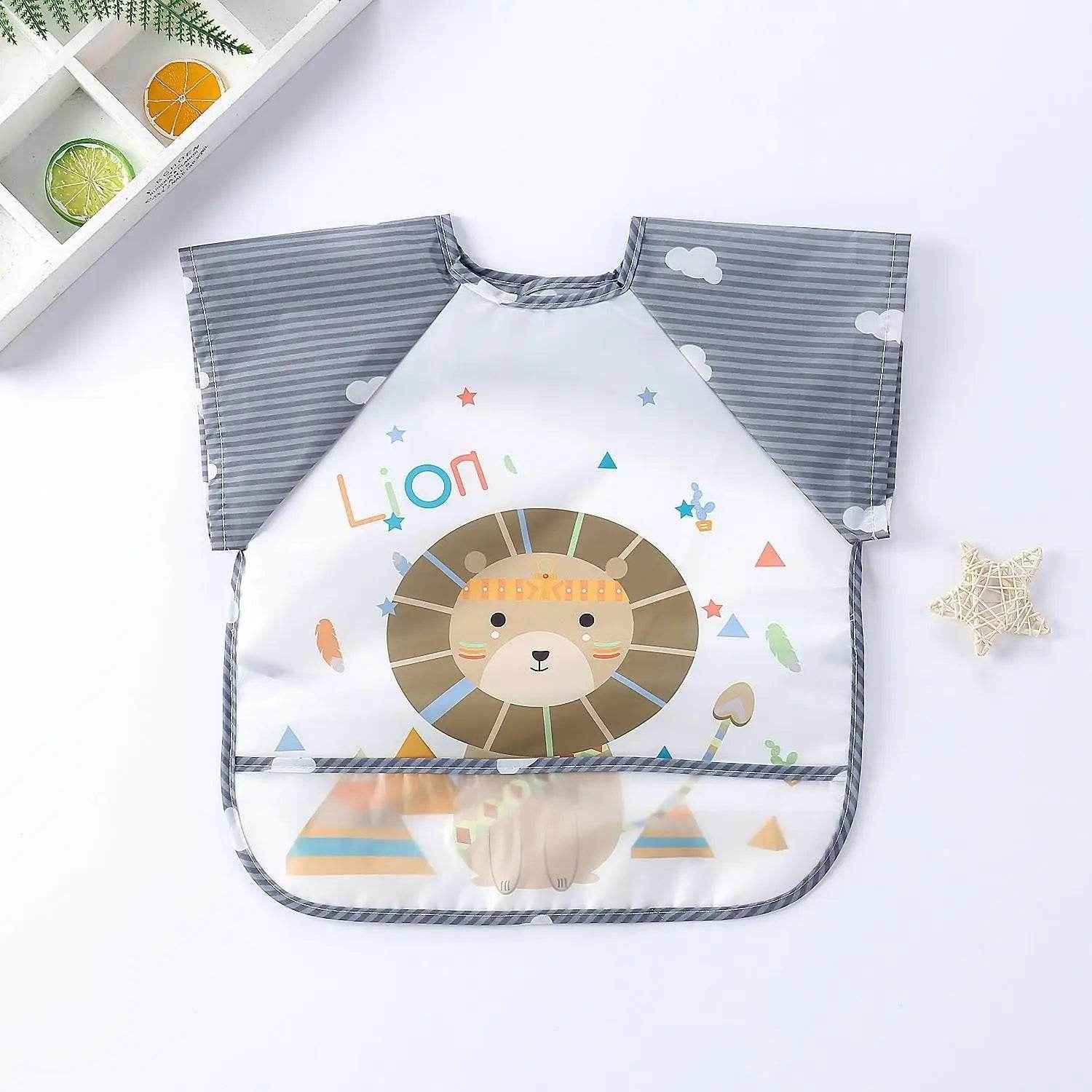 🍼Mess-Free Mealtimes with This Adorable Waterproof Long Sleeve Bib! - ThiGui