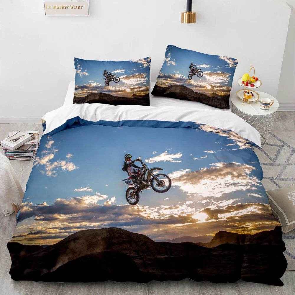 🛏️Zoom Zoom Dreams: 3D Motorcycle Bedding Set for Speed-Loving Boys! 💨 - ThiGui