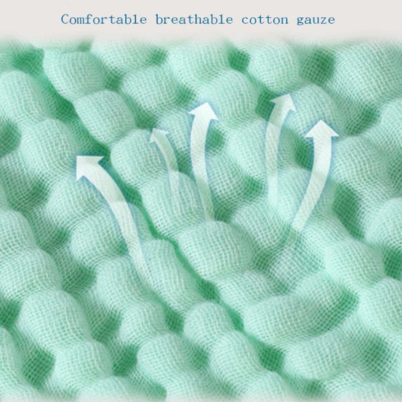 🌿 Soft as a Cloud – Pure Cotton Bubble Muslin Blanket for Snuggly Little Ones 👶🛏️ - ThiGui