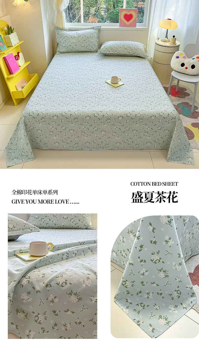 🛏️Fresh Flowers, Sweet Dreams – Soft Cotton Bed Sheet for Kids 🌸 - ThiGui